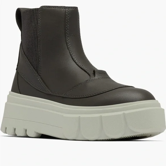 NEW Sorel Caribou Waterproof Leather WOMEN'S Platform CHELSEA BOOT In Jet/Pixel - Picture 11 of 15